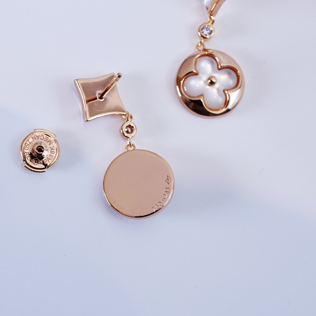 [Riva Jewelry]STAR AND SUN ROSE GOLD MOP DROP EARRINGS