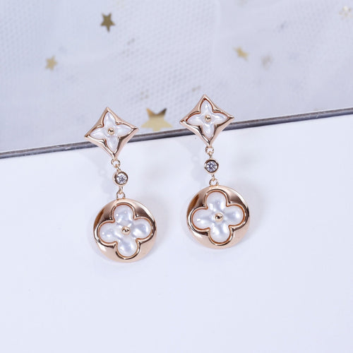[Riva Jewelry]STAR AND SUN ROSE GOLD MOP DROP EARRINGS