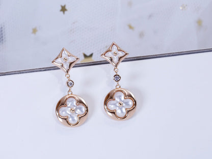 [Riva Jewelry]STAR AND SUN ROSE GOLD MOP DROP EARRINGS
