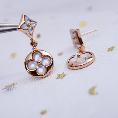 [Riva Jewelry]STAR AND SUN ROSE GOLD MOP DROP EARRINGS