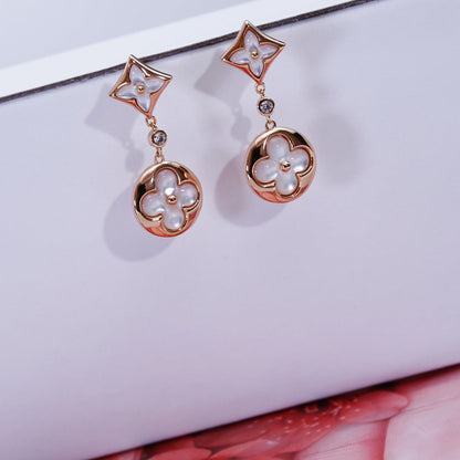 [Riva Jewelry]STAR AND SUN ROSE GOLD MOP DROP EARRINGS