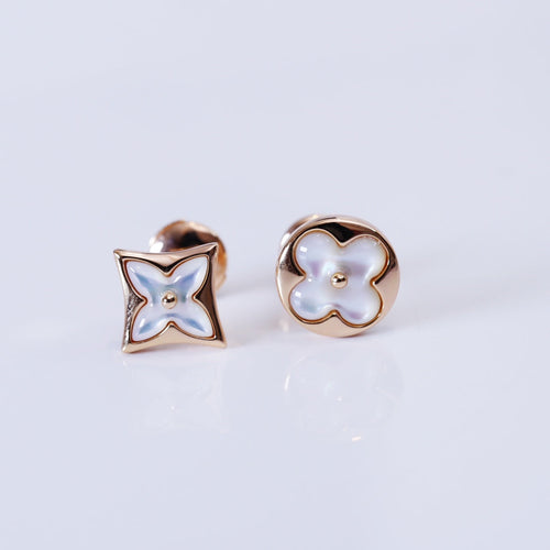 [Riva Jewelry]STAR AND SUN ROSE GOLD MOP STUD EARRINGS
