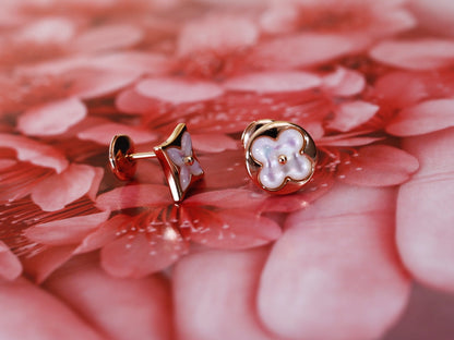 [Riva Jewelry]STAR AND SUN ROSE GOLD MOP STUD EARRINGS