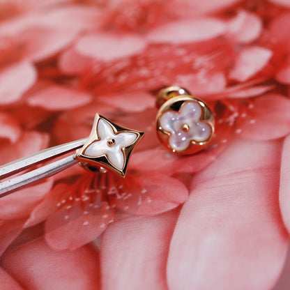 [Riva Jewelry]STAR AND SUN ROSE GOLD MOP STUD EARRINGS