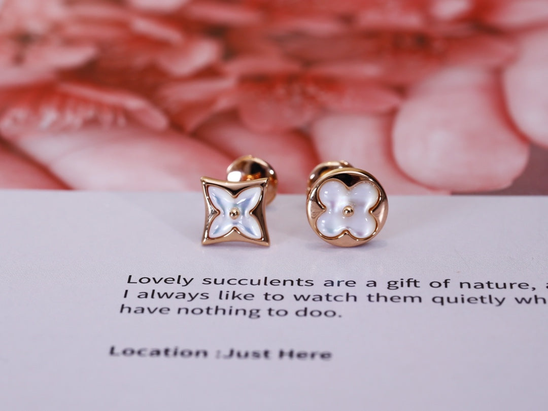 [Riva Jewelry]STAR AND SUN ROSE GOLD MOP STUD EARRINGS