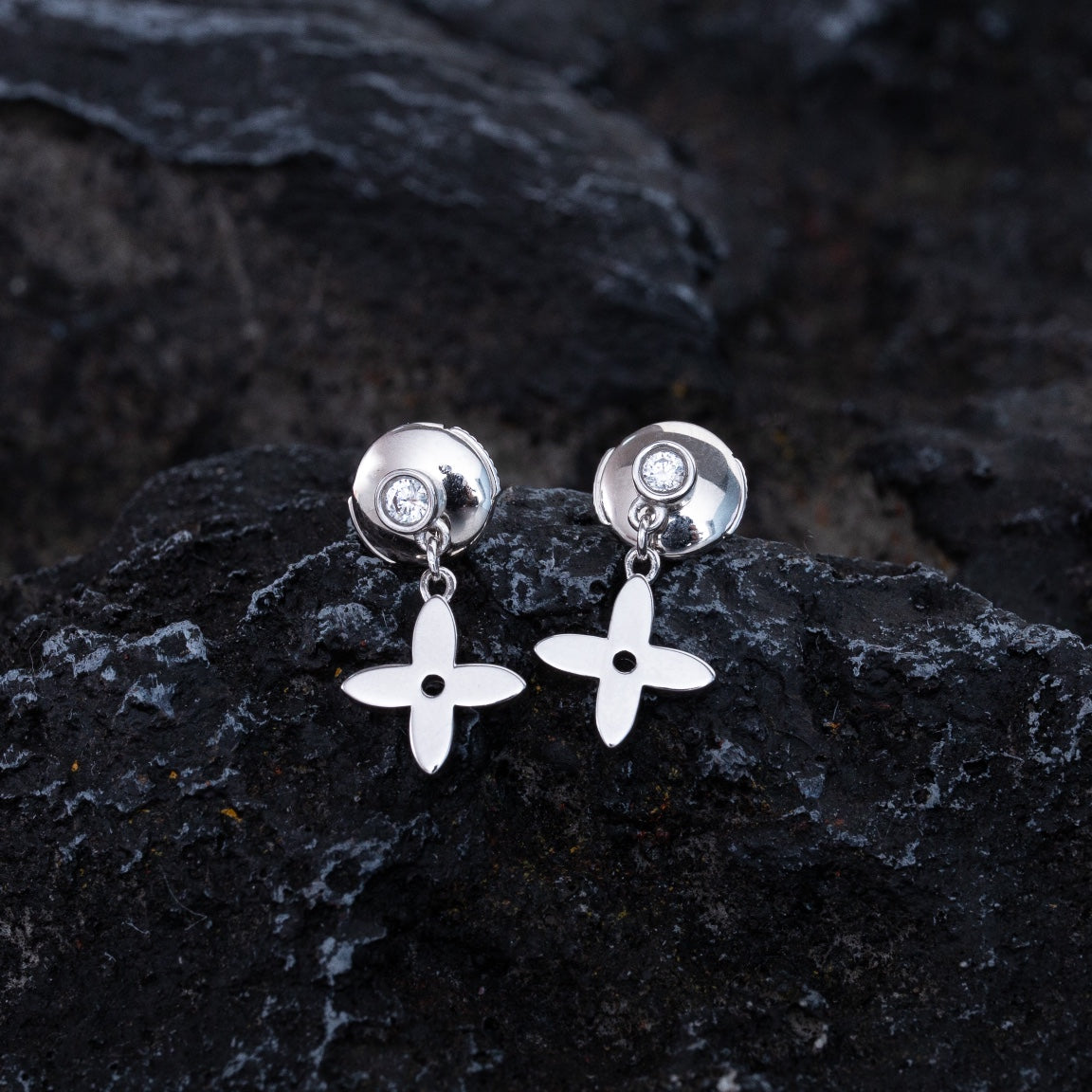 [Riva Jewelry]VIDYLLE SILVER DIAMOND MINI DROP EARRINGS