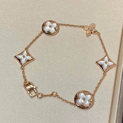[Riva Jewelry]STAR AND SUN 5 MOTIF MOP ROSE GOLD BRACELET