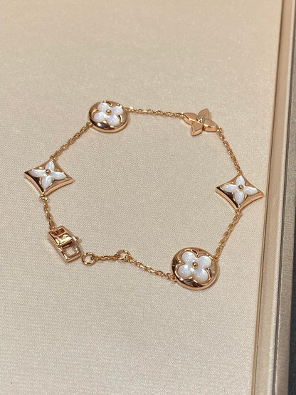 [Riva Jewelry]STAR AND SUN 5 MOTIF MOP ROSE GOLD BRACELET