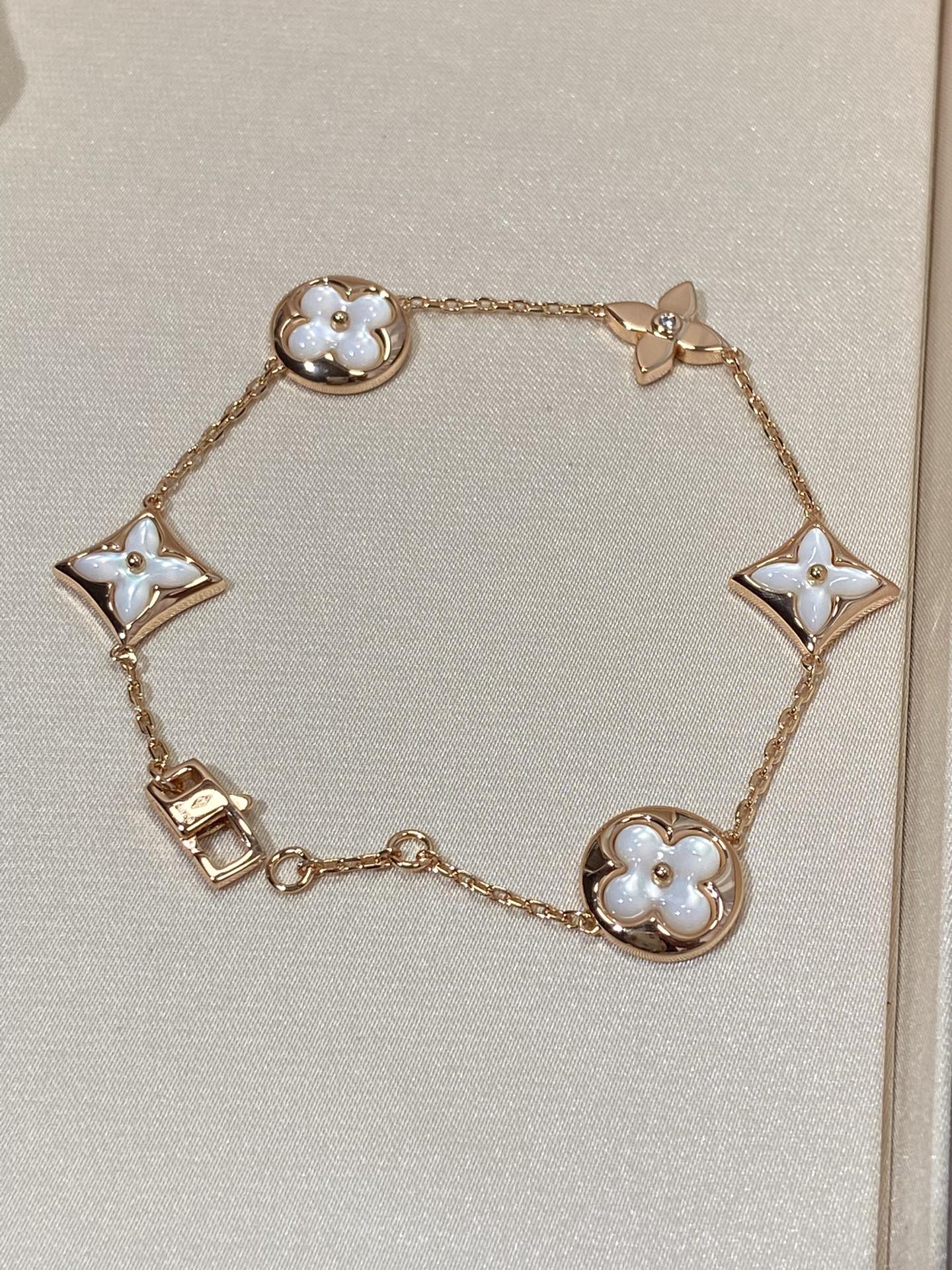 [Riva Jewelry]STAR AND SUN 5 MOTIF MOP ROSE GOLD BRACELET