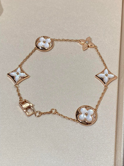 [Riva Jewelry]STAR AND SUN 5 MOTIF MOP ROSE GOLD BRACELET