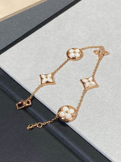 [Riva Jewelry]STAR AND SUN 5 MOTIF MOP ROSE GOLD BRACELET