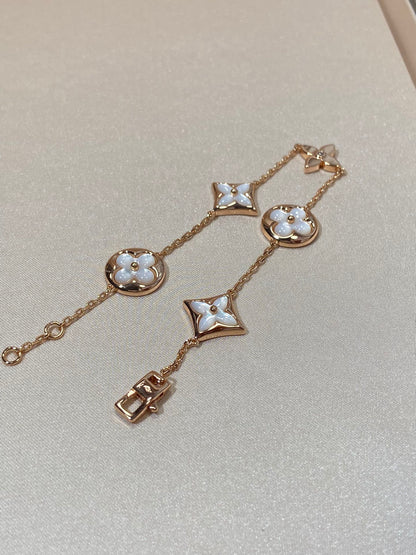 [Riva Jewelry]STAR AND SUN 5 MOTIF MOP ROSE GOLD BRACELET