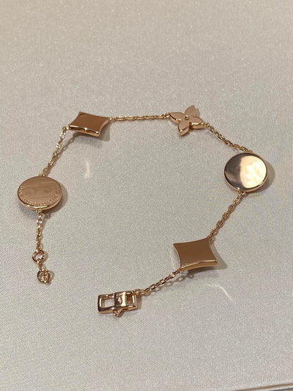[Riva Jewelry]STAR AND SUN 5 MOTIF MOP ROSE GOLD BRACELET