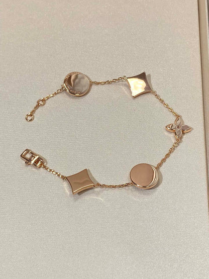 [Riva Jewelry]STAR AND SUN 5 MOTIF MOP ROSE GOLD BRACELET