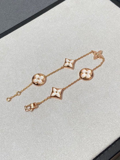 [Riva Jewelry]STAR AND SUN 5 MOTIF MOP ROSE GOLD BRACELET