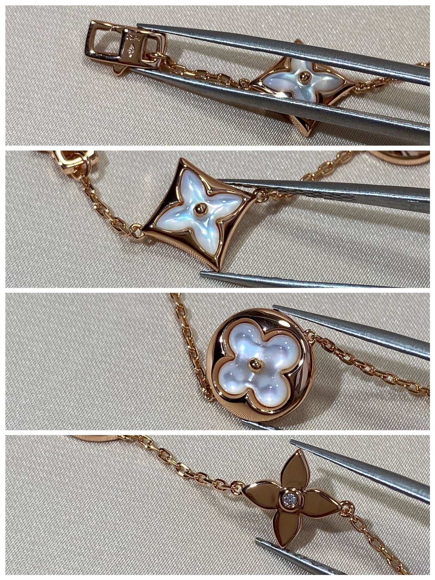 [Riva Jewelry]STAR AND SUN 5 MOTIF MOP ROSE GOLD BRACELET