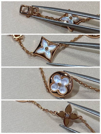 [Riva Jewelry]STAR AND SUN 5 MOTIF MOP ROSE GOLD BRACELET