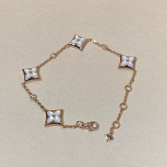 [Riva Jewelry]STAR 4 MOTIF MOP DIAMOND ROSE GOLD BRACELET