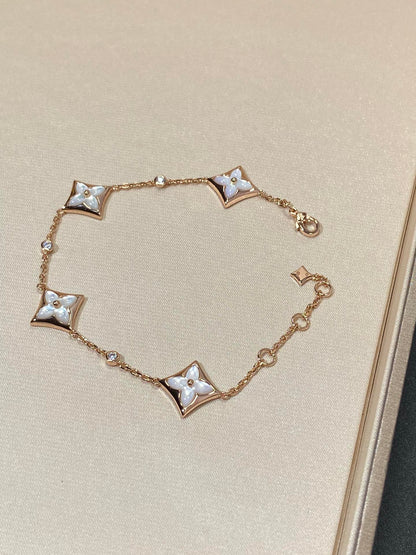 [Riva Jewelry]STAR 4 MOTIF MOP DIAMOND ROSE GOLD BRACELET