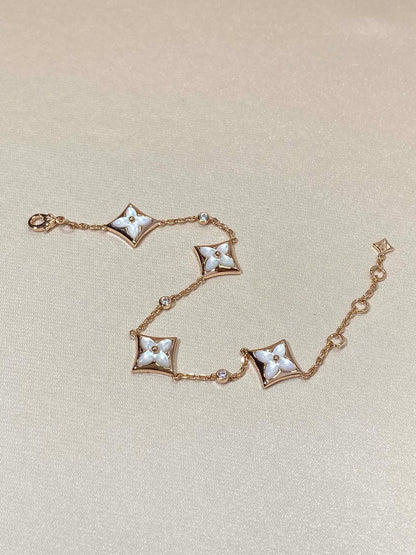 [Riva Jewelry]STAR 4 MOTIF MOP DIAMOND ROSE GOLD BRACELET