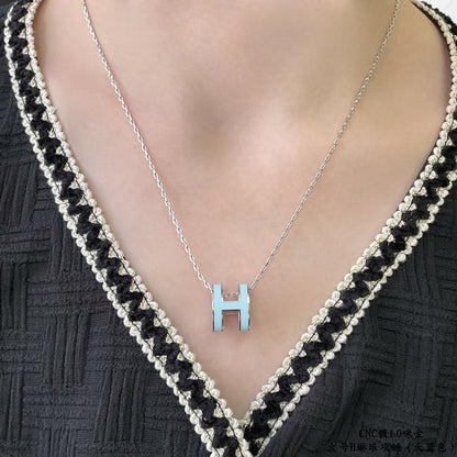 [Riva Jewelry]POP H SKY BLUE NECKLACE