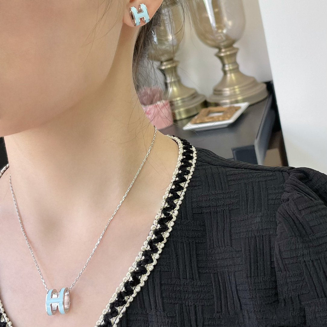 [Riva Jewelry]POP H SKY BLUE NECKLACE