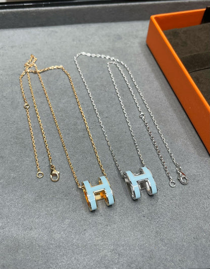 [Riva Jewelry]POP H SKY BLUE NECKLACE