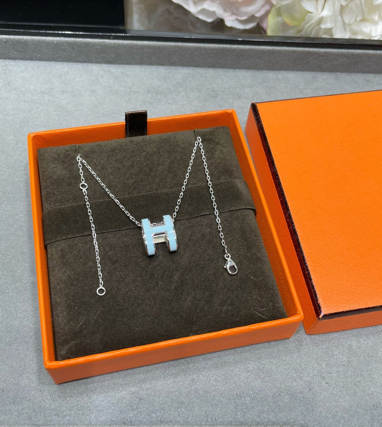[Riva Jewelry]POP H SKY BLUE NECKLACE