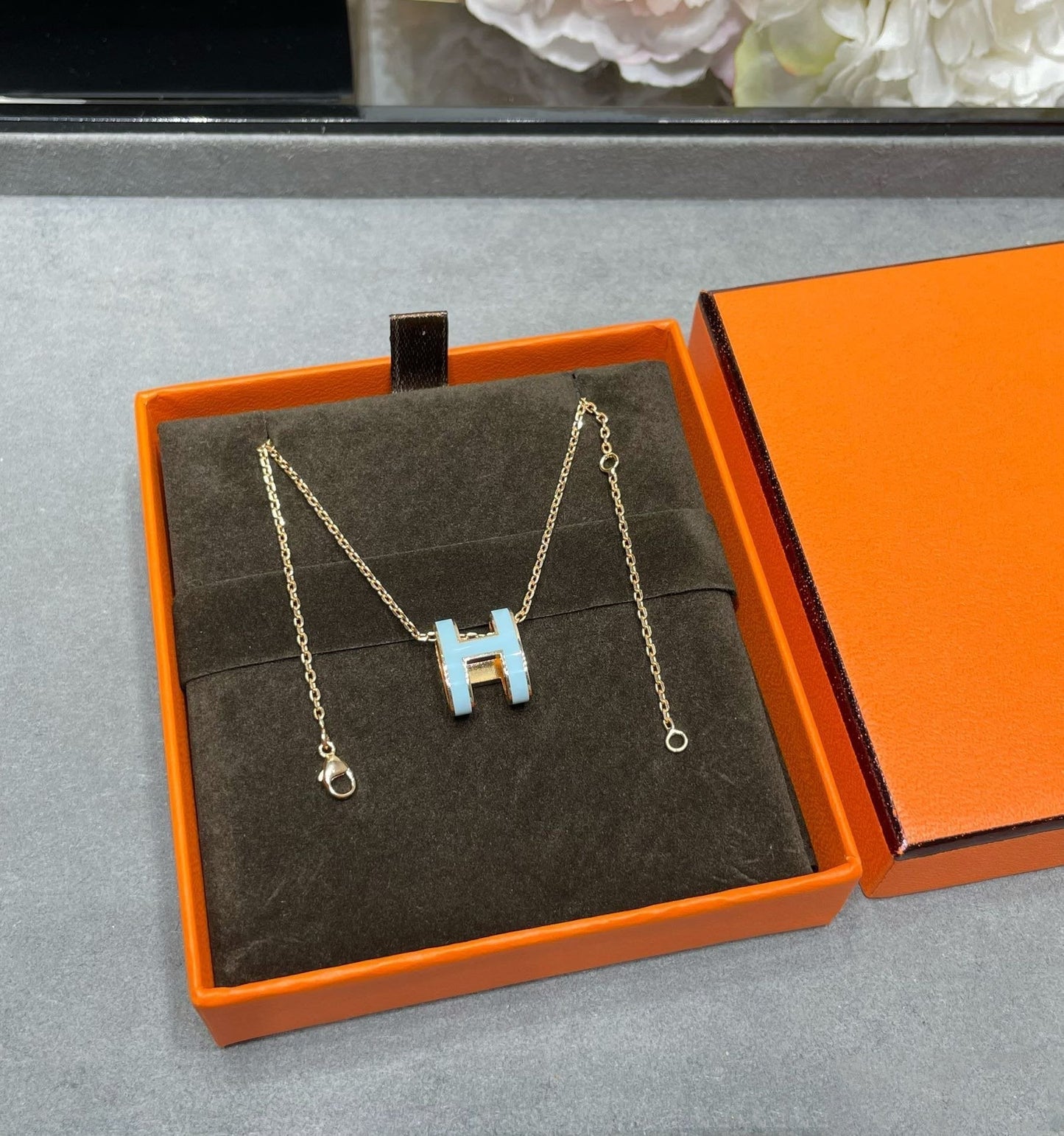 [Riva Jewelry]POP H SKY BLUE NECKLACE