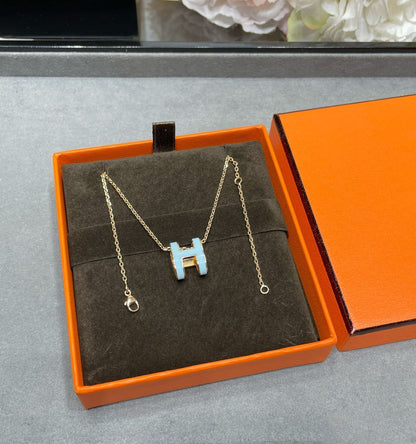[Riva Jewelry]POP H SKY BLUE NECKLACE