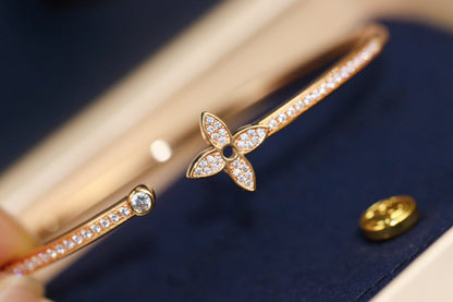 [Riva Jewelry]IDYLLE ROSE GOLD OPEN BRACELET DIAMOND PAVED