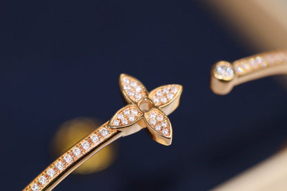 [Riva Jewelry]IDYLLE ROSE GOLD OPEN BRACELET DIAMOND PAVED