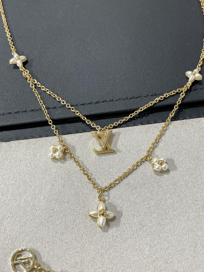 [Riva Jewelry]FLOWERGRAM GOLD MOP DOUBLE ROW NECKLACE