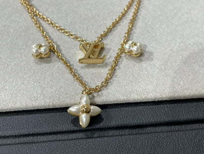 [Riva Jewelry]FLOWERGRAM GOLD MOP DOUBLE ROW NECKLACE