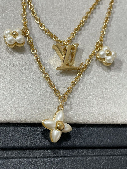 [Riva Jewelry]FLOWERGRAM GOLD MOP DOUBLE ROW NECKLACE