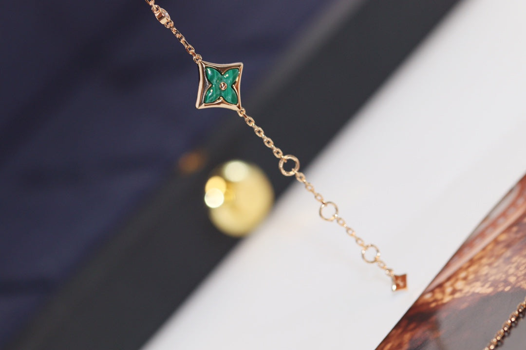 [Riva Jewelry]STAR AND SUN 4 MOTIF ROSE GOLD MALACHITE BRACELET
