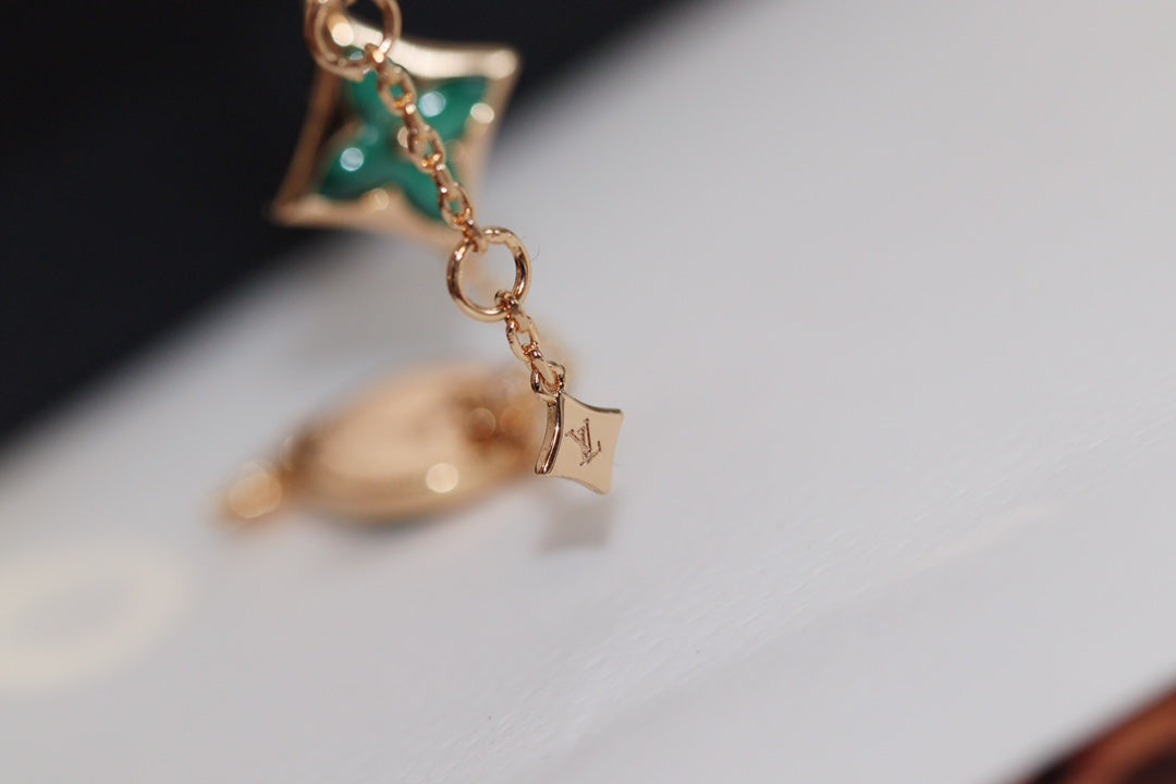 [Riva Jewelry]STAR AND SUN 4 MOTIF ROSE GOLD MALACHITE BRACELET
