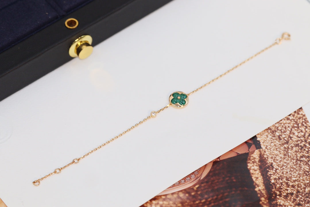 [Riva Jewelry]STAR AND SUN 4 MOTIF ROSE GOLD MALACHITE BRACELET