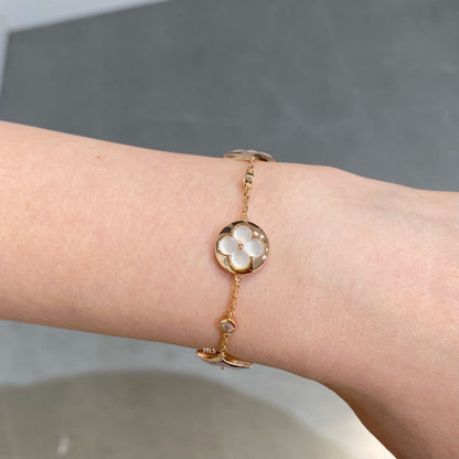 [Riva Jewelry]STAR AND SUN 4 MOTIF WHITE MOP ROSE GOLD BRACELET
