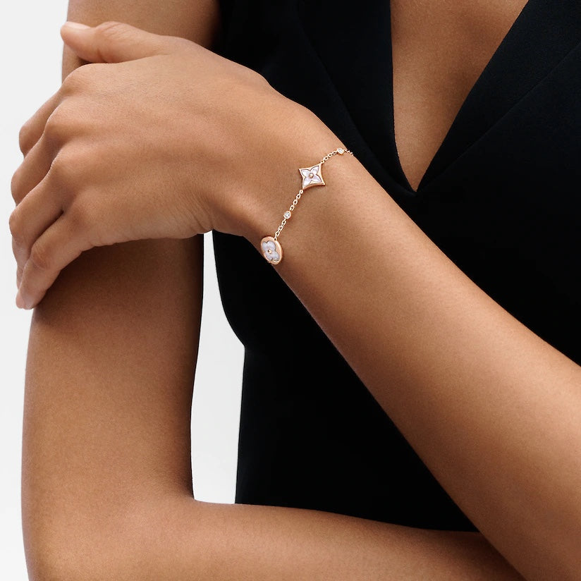 [Riva Jewelry]STAR AND SUN 4 MOTIF WHITE MOP ROSE GOLD BRACELET