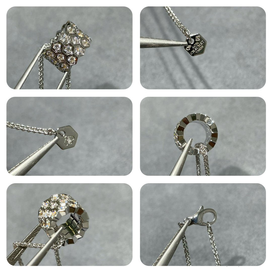 [Riva Jewelry]BEE LOVE DIAMOND PAVED 3 ROW NECKLACE
