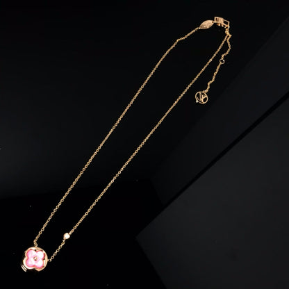 [Riva Jewelry]COLOR BLOSSOM PINK MOP SUN GOLD NECKLACE