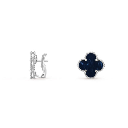 [Riva Jewelry]15MM CLOVER FLOWER STUD EARRINGS WHITE GOLD COLLECTION