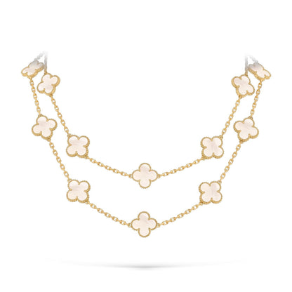 [Riva Jewelry]CLASSIC 20-MOTIF LUCKY CLOVER LONG NECKLACE GOLD COLLECTION
