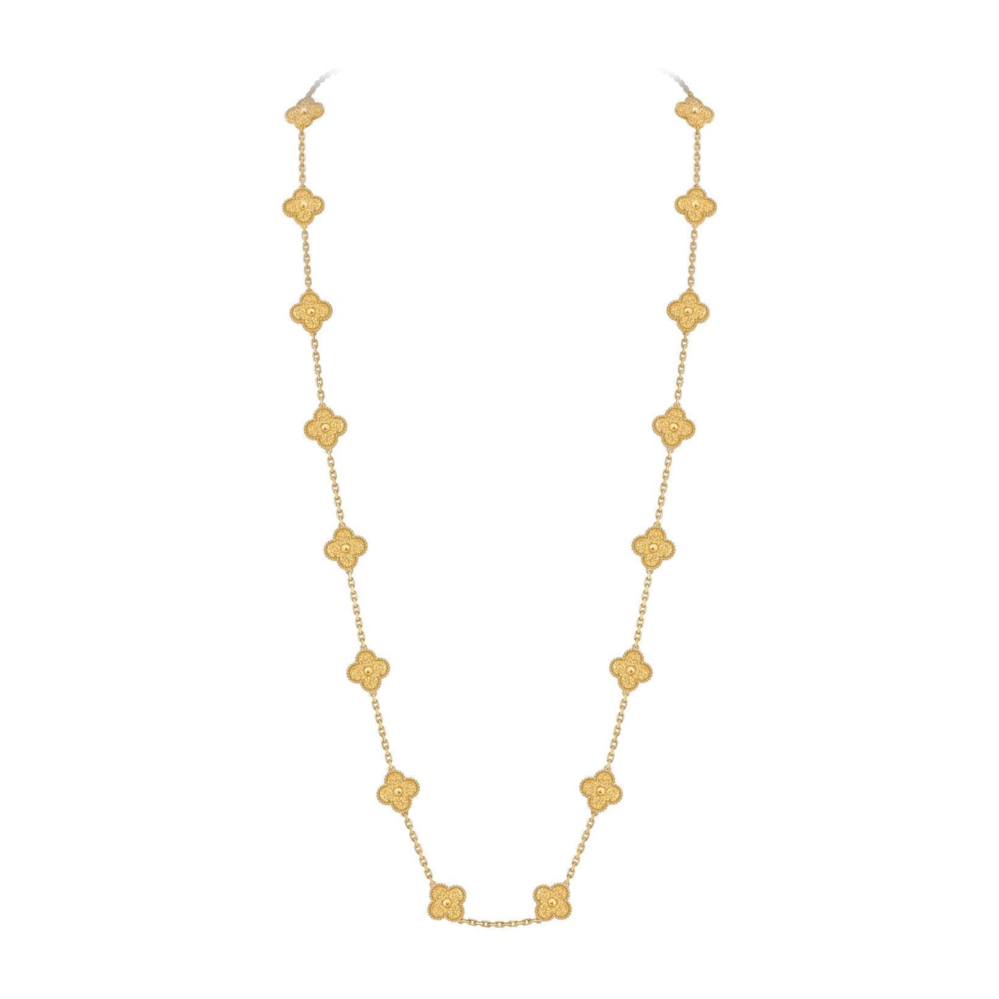 [Riva Jewelry]CLASSIC 20-MOTIF LUCKY CLOVER LONG NECKLACE GOLD COLLECTION