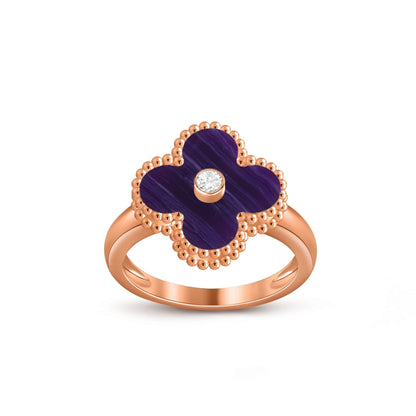 [Riva Jewelry]LUCKY CLOVER DIAMOND-ACCENT ROSE GOLD RING COLLECTION
