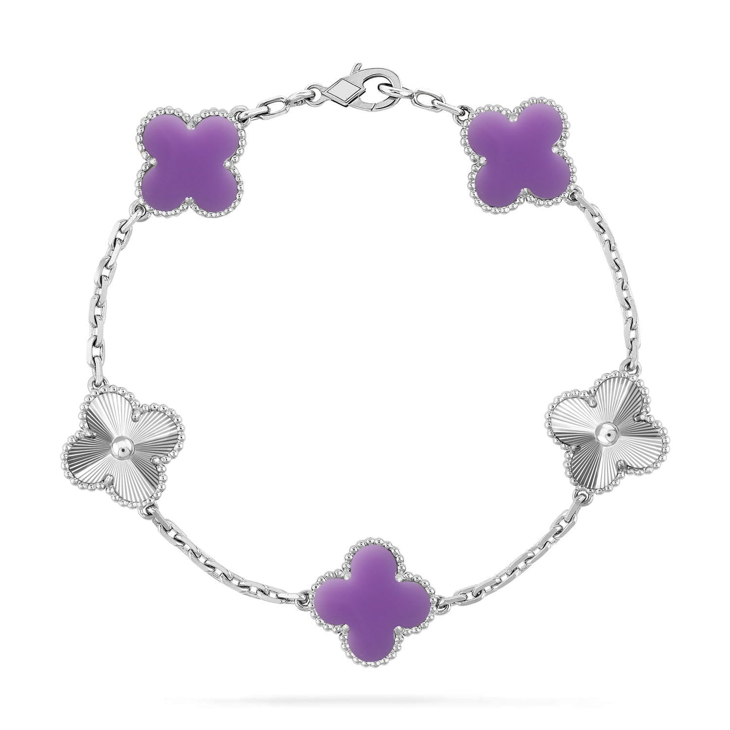 [Riva Jewelry]LUCKY CLOVER 5-MOTIF BRACELET - LAVENDER COLLECTION