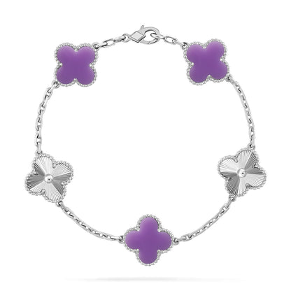 [Riva Jewelry]LUCKY CLOVER 5-MOTIF BRACELET - LAVENDER COLLECTION