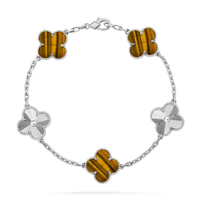 [Riva Jewelry]LUCKY CLOVER 5-MOTIF BRACELET -  TIGER’S EYE COLLECTION