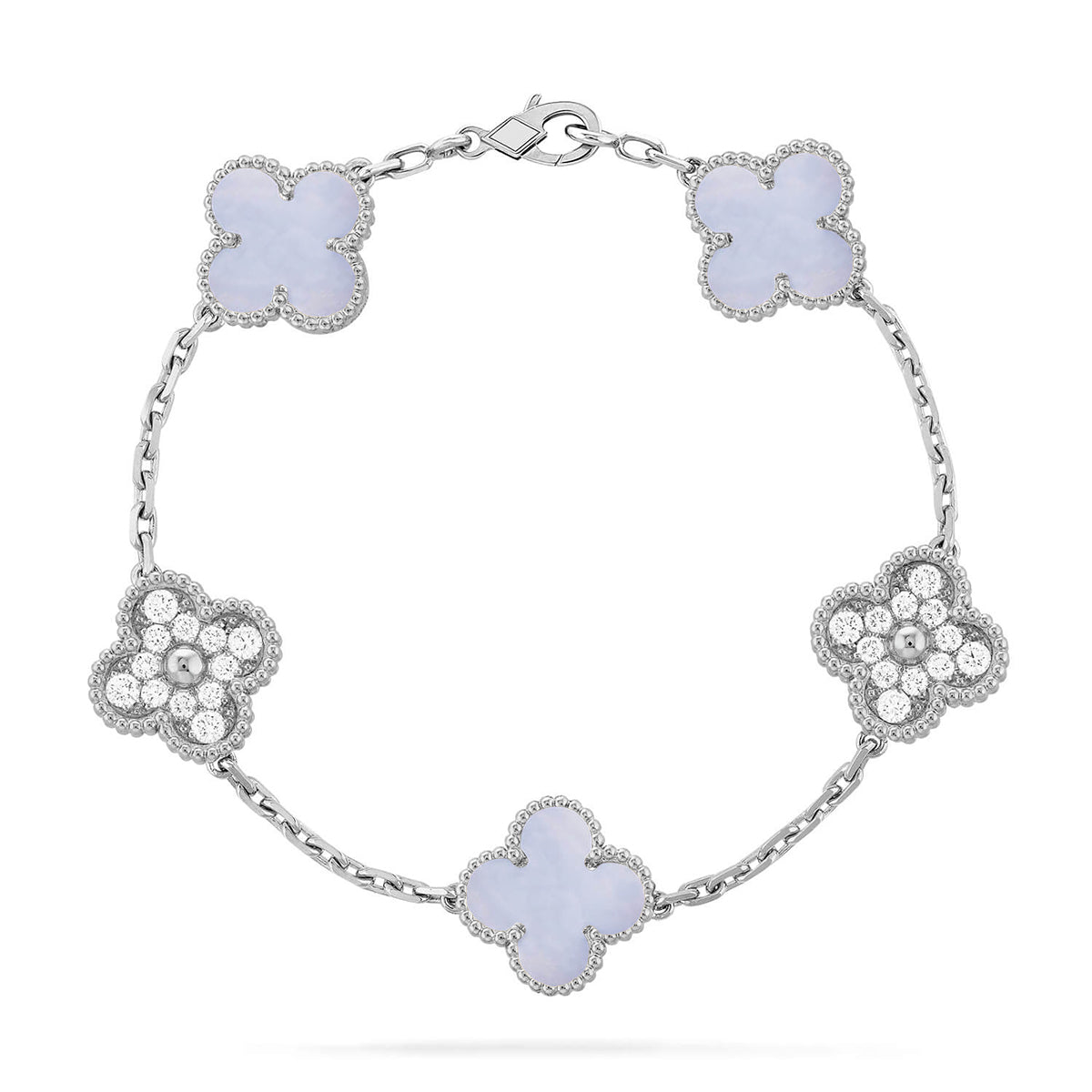 [Riva Jewelry]LUCKY CLOVER 5-MOTIF BRACELET - PURPLE CHALCEDONY COLLECTION
